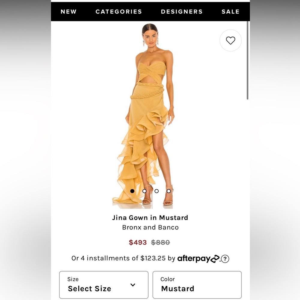 Bronx and Banco Mustard Yellow Asymmetric Ruffle Strapless Dress - Picture 2 of 7